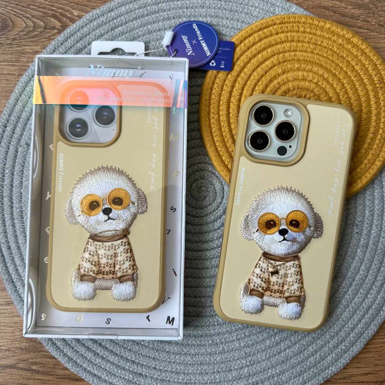 قاب نیمی   سگ گردنبند زرد Nimmy Glasses Series Iphone