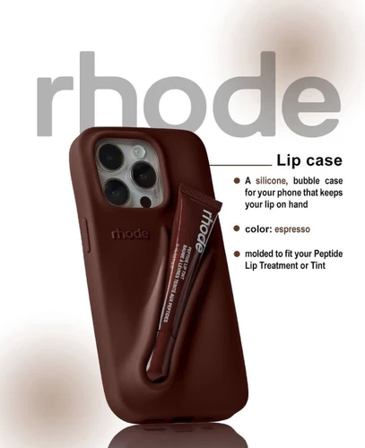 کاور آیفون روود  قهوه ای همراه با لیپ گلاس rhode case
